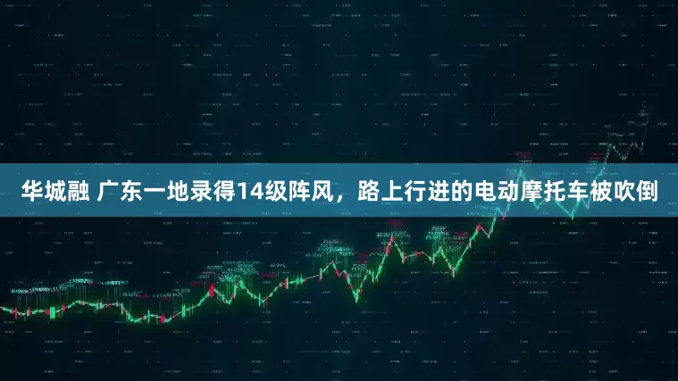 华城融 广东一地录得14级阵风，路上行进的电动摩托车被吹倒